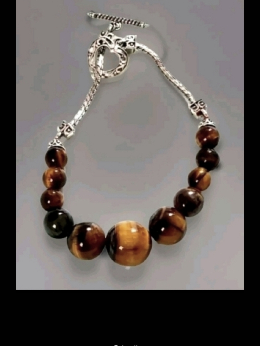 South African Graduated Bead Toggle Bracelet Platinum Plated sz 7.25 to 8